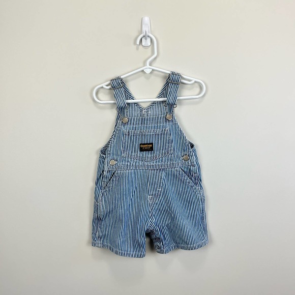 OshKosh B'gosh Other - Vintage OshKosh B'gosh Blue Engineer Stripe Shortalls 18 Months